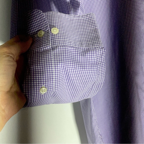 Ralph Lauren Purple Polo Button Up Long Sleeve Checked Shirt 16.5” Neck 34/35 - Picture 6 of 10